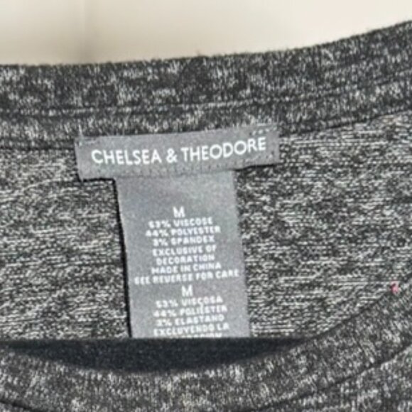 Chelsea & Theodore Faux Pearl Embellished Sweater β Charcoal Gray - NWT - Picture 5 of 9